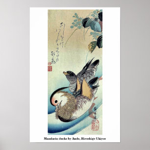 Mandarin ducks by Ando, Hiroshige Ukiyoe Poster