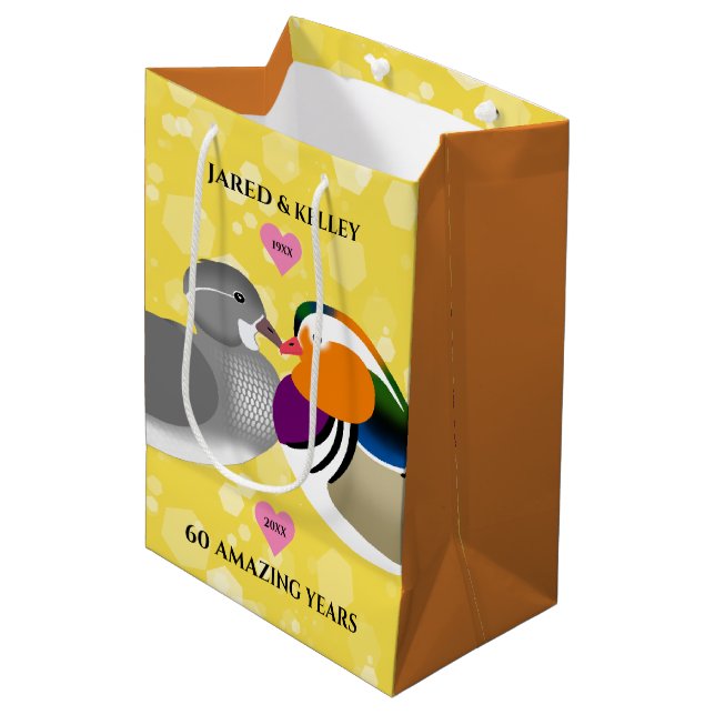 Mandarin Ducks Lovebirds Any Anniversary Medium Gift Bag (Front Angled)