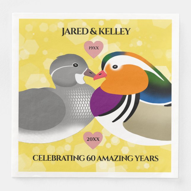 Mandarin Ducks Lovebirds Any Anniversary Napkin (Front)