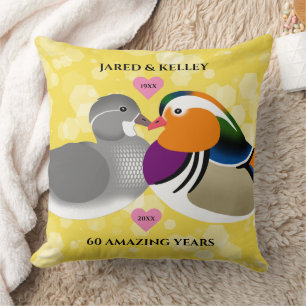 Mandarin Ducks Lovebirds Any Anniversary Year Cushion