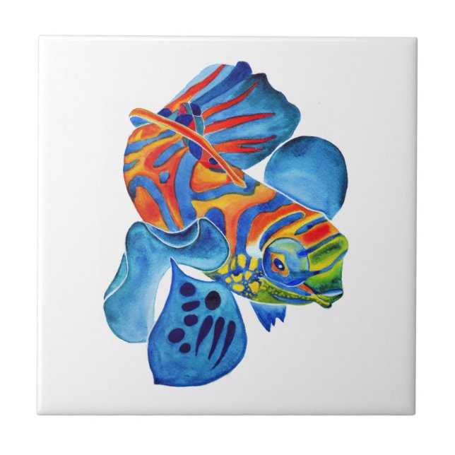 Mandarin Fish design decorative tile (Front)