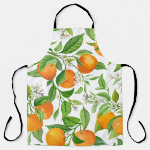 Mandarin Fruit Seamless Tropical Pattern, Colorful Apron