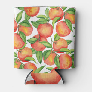 Mandarin fruits: watercolor seamless pattern. can cooler