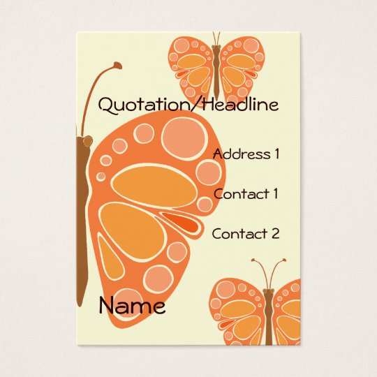 Mandarin Orange 60s Butterfly Business Card