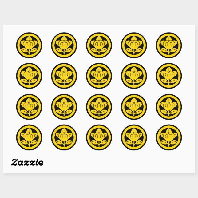 Mandarin orange in circle classic round sticker (Sheet)