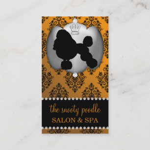 Mandarin Orange Jewelled Damask Dog Grooming/Spa Business Card