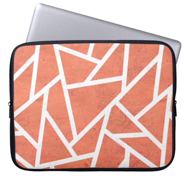 Mandarin orange mosaic pattern laptop sleeve (Front)
