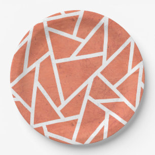Mandarin orange mosaic pattern paper plate