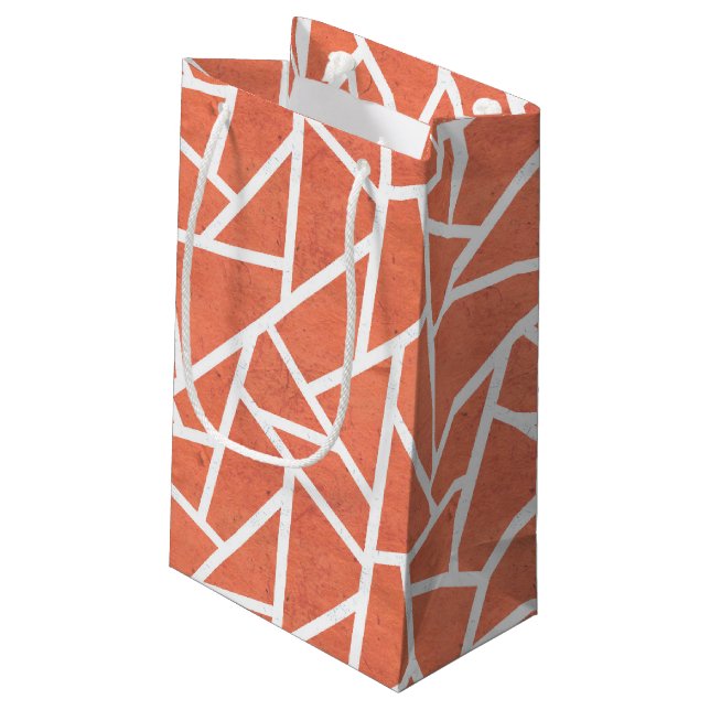 Mandarin orange mosaic pattern small gift bag (Back Angled)