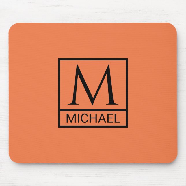 Mandarin Orange Mouse Pad with Initial & Name (Front)