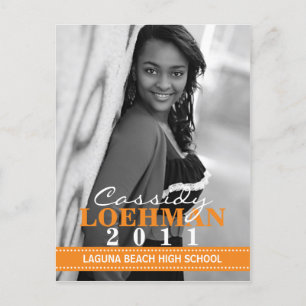 Mandarin Orange Photo Graduation Announcement Postcard
