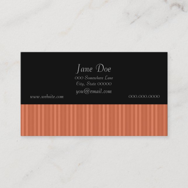 Mandarin Orange Vertical Stripes Business Card (Front)