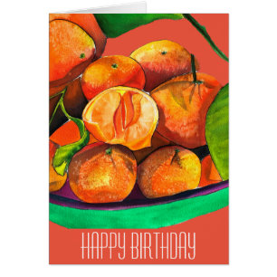 Mandarin orange watercolor fruit art