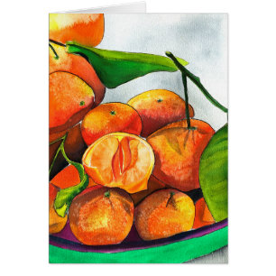 Mandarin orange watercolor fruit art