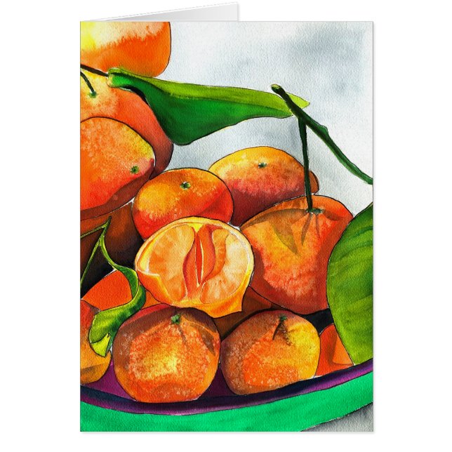 Mandarin orange watercolor fruit art (Front)