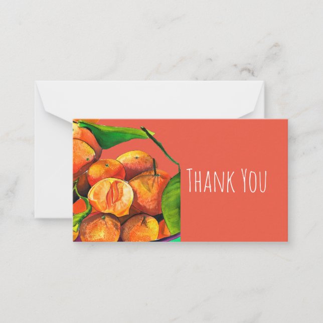Mandarin orange watercolor fruit art card (Front)