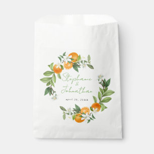Mandarin Orange Watercolor Wedding Favour Bags