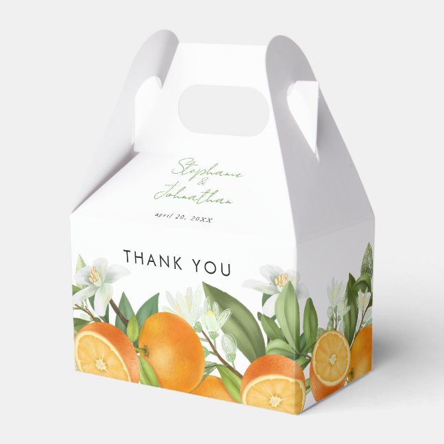 Mandarin Orange Watercolor Wedding Favour Box (Front Side)