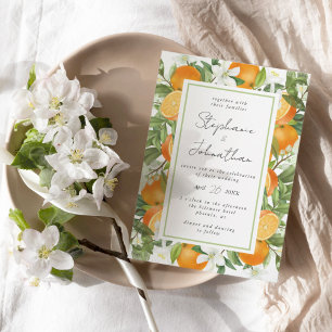 Mandarin Orange Watercolor Wedding  Invitation