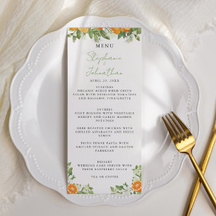 Mandarin Orange Watercolor Wedding Menu