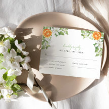Mandarin Orange Watercolor Wedding RSVP