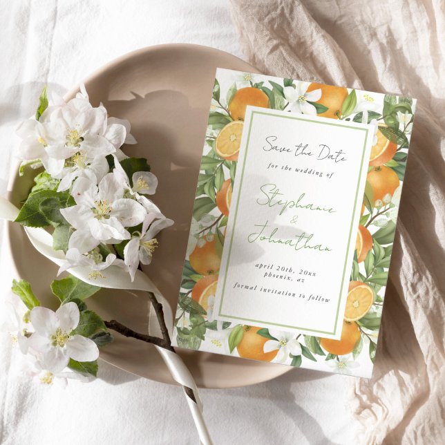 Mandarin Orange Watercolor Wedding  Save the Date (Creator Uploaded)