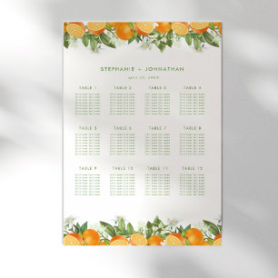 Mandarin Orange Watercolor Wedding Seating Chart