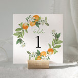 Mandarin Orange Watercolor Wedding Table Number<br><div class="desc">Mandarin Orange Watercolor Wedding Table Number Sign - part of a modern, elegant wedding collection for the ones who found their main squeeze. Mandarin citrus watercolor botanical orange fruit, green leaves and blossoms with a matching pattern on the back. You can change the font and font colour. This collection has...</div>