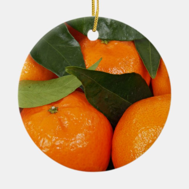 Mandarin Oranges Ceramic Tree Decoration (Front)