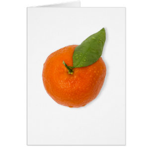 Mandarin with green leaf
