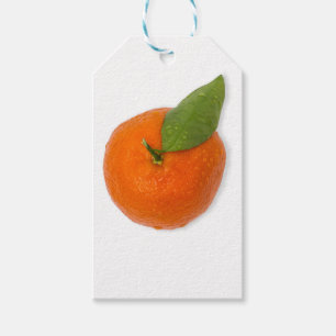 Mandarin with green leaf gift tags