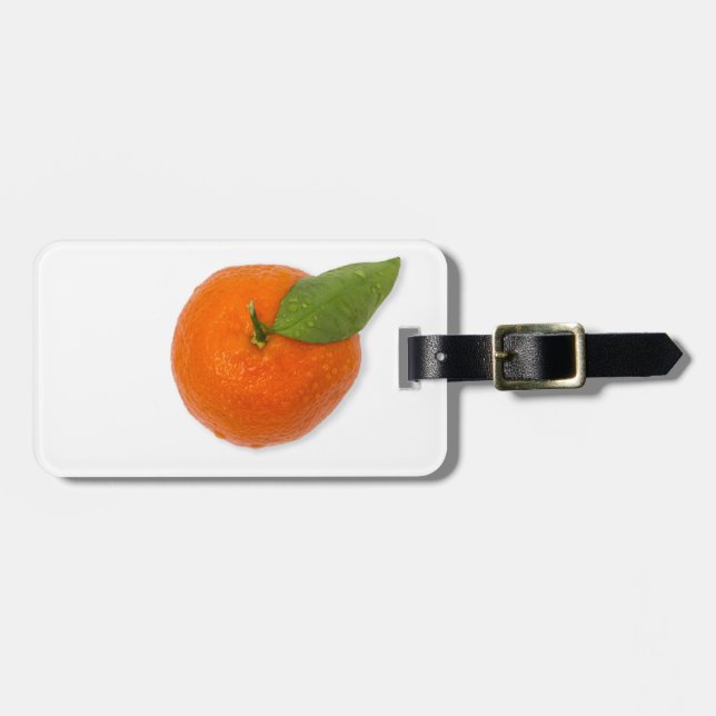 Mandarin with green leaf luggage tag (Front Horizontal)