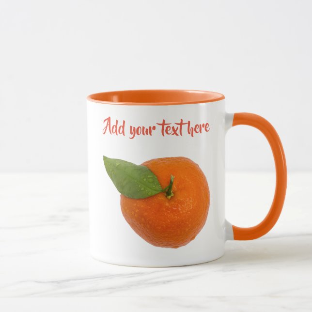 Mandarin with green leaf mug (Right)