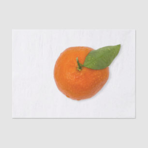 Mandarin with green leaf tissue paper