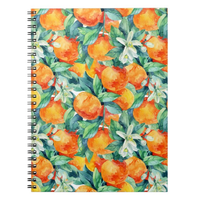 Mandarine Orange: Watercolor Retro Illustration Notebook (Front)