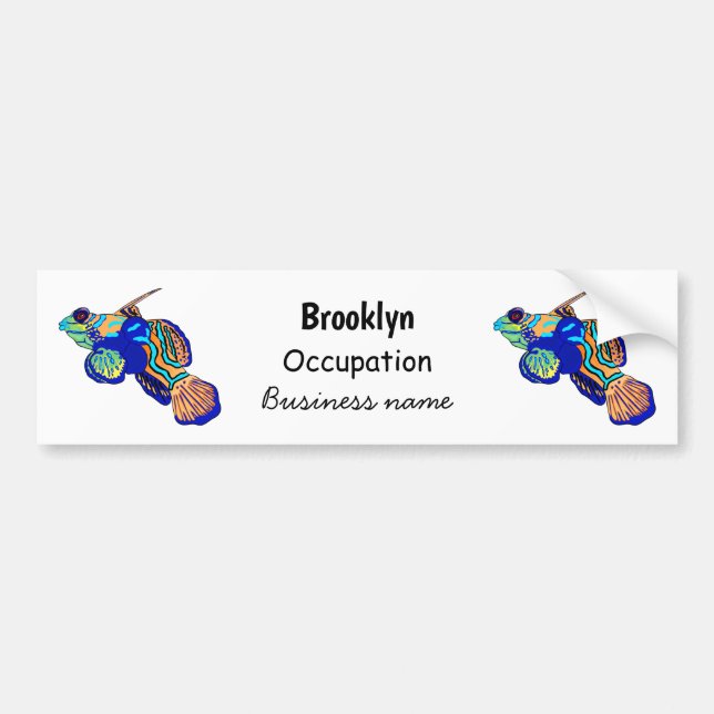 Mandarinfish cartoon illustration bumper sticker (Front)