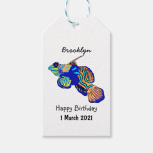 Mandarinfish cartoon illustration gift tags
