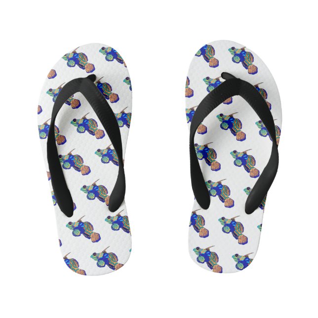 Mandarinfish cartoon illustration kid's flip flops (Footbed)