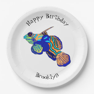 Mandarinfish cartoon illustration paper plate