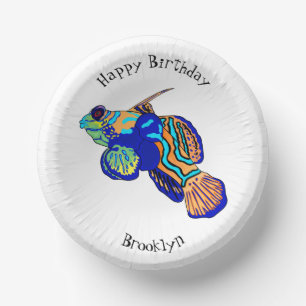 Mandarinfish cartoon illustration paper plate