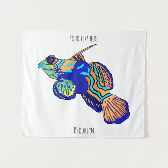 Mandarinfish cartoon illustration tapestry (Front (Horizontal))