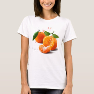 Mandarins and splashes of watercolor painting	 T-Shirt