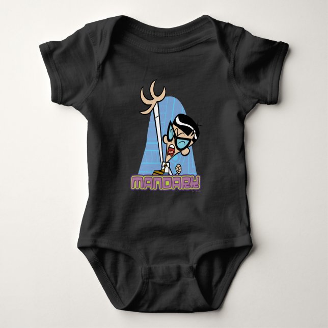 Mandark Character Name Graphic Baby Bodysuit (Front)