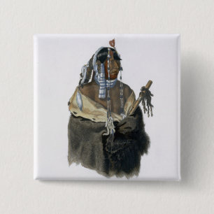 Mandeh-Pahchu, a Young Mandan Indian, plate 24 fro 15 Cm Square Badge