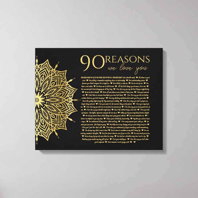 mandela 90 reasons we love you grandma birthday canvas print (Front)