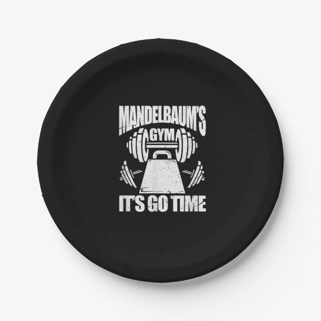 Mandelbaum's Gym Funny Bodybuilding Gym Workout Paper Plate (Front)
