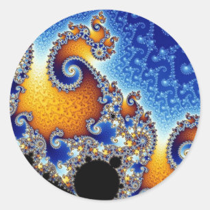 Mandelbrot Blue Double Spiral Fractal Classic Round Sticker