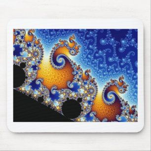 Mandelbrot Blue Double Spiral Fractal Mouse Mat