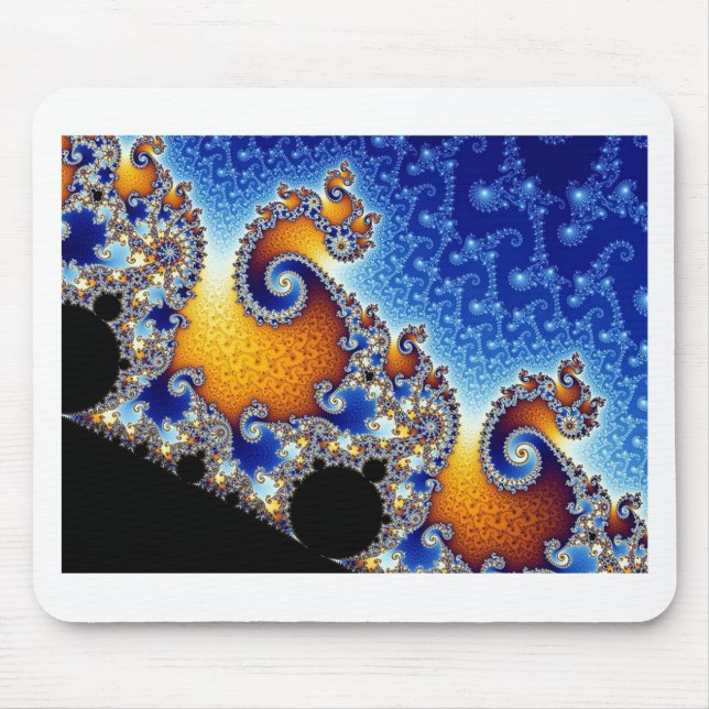 Mandelbrot Blue Double Spiral Fractal Mouse Mat (Front)
