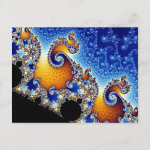 Mandelbrot Blue Double Spiral Fractal Postcard